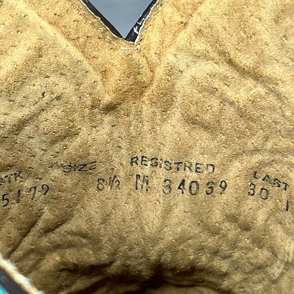 Vtg Circle G Boots Womens Sz 8.5M Western Square Toe Turquoise & Brown Cowgirl - Picture 14 of 16